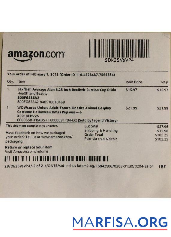 Printable Amazon company payment receipt sample